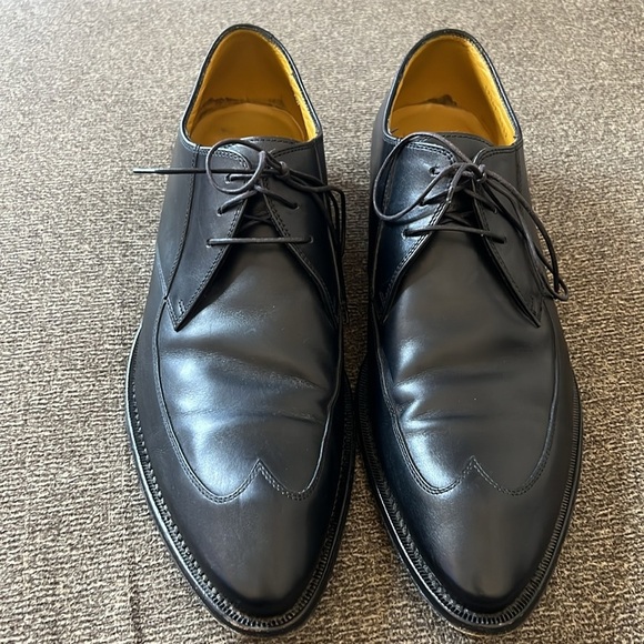 Boss Hugo Boss Mens Lace Up Wing Tip Oxford Black Leather Shoes 9 - Picture 3 of 15